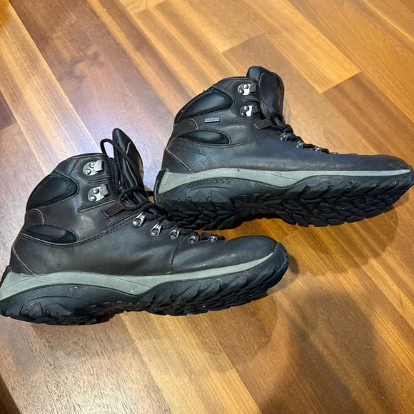 Merrell Ridgeway Waterproof Leather Hiking Boots Men’s Size 12 Dark Brown & Blk - Picture 6 of 10